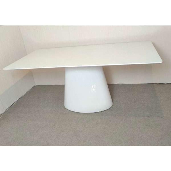 Encontraproduto.com.br - Mesa De Jantar Cone Retangular 120x80 Cm Base Oval Laca Branca Tampo Laca Branca Cor Branco
