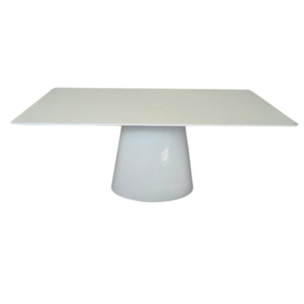 Encontraproduto.com.br - Mesa De Jantar Cone Retangular 120x80 Cm Base Oval Laca Branca Tampo Laca Branca Cor Branco