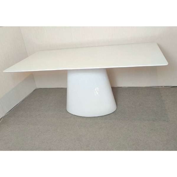 Encontraproduto.com.br - Mesa De Jantar Cone Retangular 120x80 Cm Base Oval Laca Branca Tampo Laca Branca Cor Branco