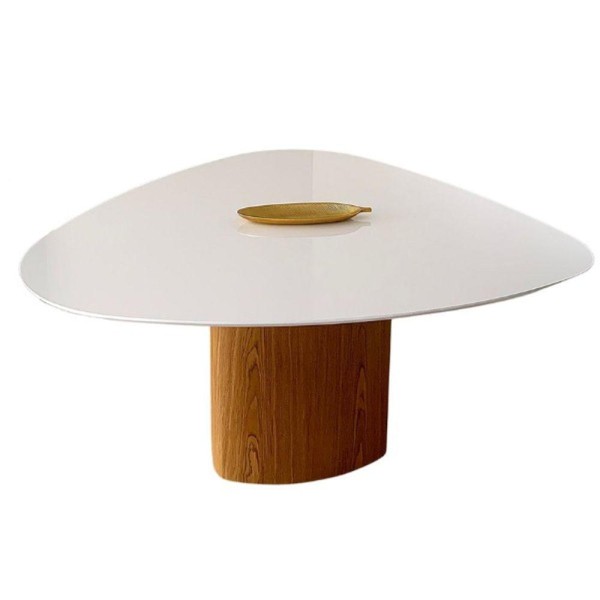 Mesa De Jantar Orgânica 180x160Cm Tampo Branca Freijó Marrom