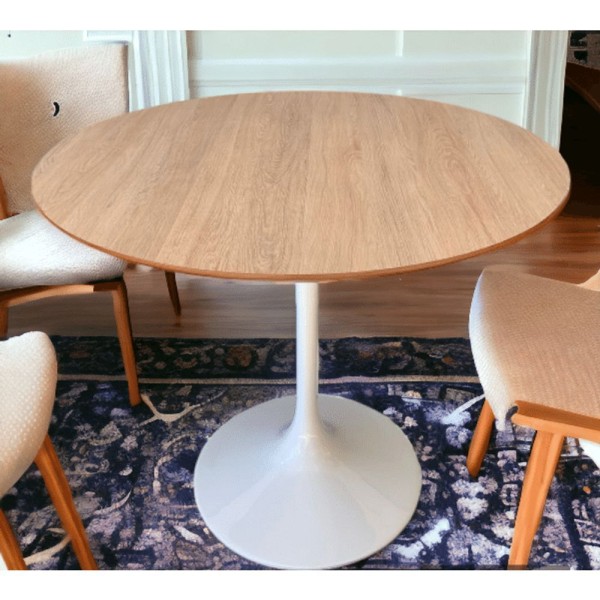 Encontraproduto.com.br - Mesa De Jantar Saarinen 100 Cm Tampo Jade Base Branca Branco