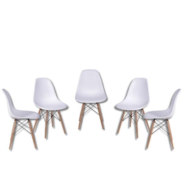 Encontraproduto.com.br - Conjunto Mesa De Jantar Cone Redonda 120 Cm ébano + 5 Cadeiras Eames Dkr Wood