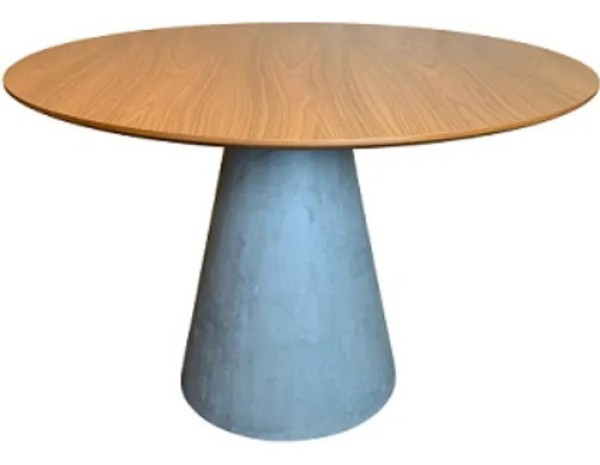 Encontraproduto.com.br - Mesa De Jantar Cone Cimento Queimado 130 Cm Tampo Freijó