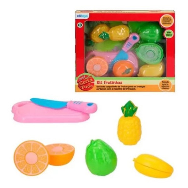 Kit Cozinha Infantil C/ Tabua Comidinha Brinquedo Faca Corta