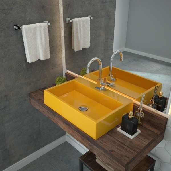Encontraproduto.com.br - Kit Cuba Com Torneira Luxo 1195 Metal E Válvula 1 Polegada E Meia E Sifão Pvc E Flexível Amarelo