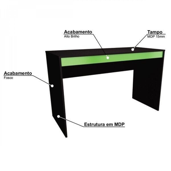 Encontraproduto.com.br - Escrivaninha Mesa Gamer B23 Preto/Verde