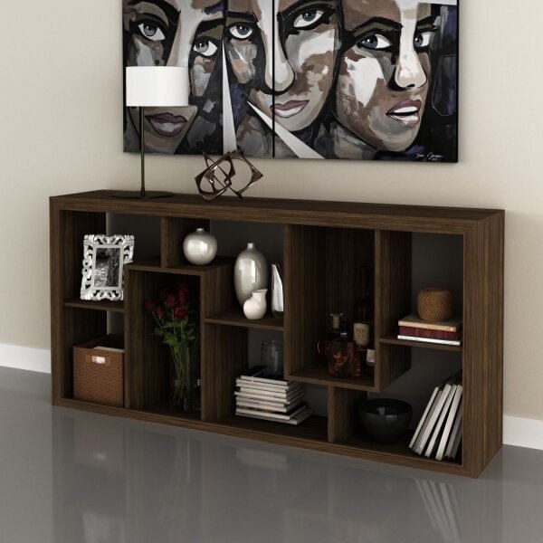 Encontraproduto.com.br - Estante Multiuso Vertical ou Horizontal 159cmx 78cm E1712 Nogal