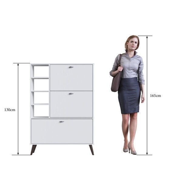 Encontraproduto.com.br - Sapateira Estante 3 Portas 4 Prateleiras Completa Móveis Branco