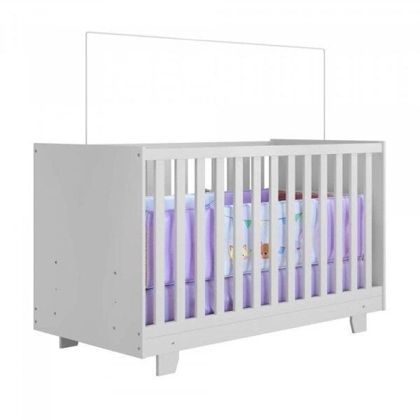 Encontraproduto.com.br - Conjunto Quarto de Bebê 100% MDF Mini Berço e Cômoda 1 Porta 4 Gavetas Branco
