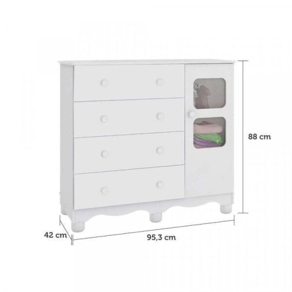 Encontraproduto.com.br - Conjunto Quarto Infantil 1 Mini Cama 1 Cômoda 2 Nichos e 1 Prateleira Espresso Móveis Branco