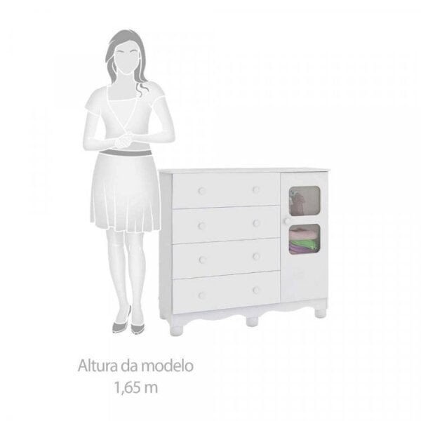 Encontraproduto.com.br - Conjunto Quarto Infantil 1 Mini Cama 1 Cômoda 2 Nichos e 1 Prateleira Espresso Móveis Branco