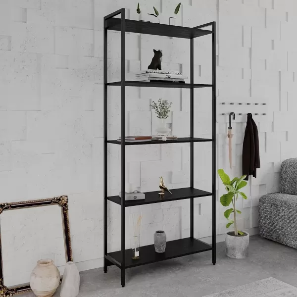 Encontraproduto.com.br - Estante para Livros Industrial Aço Multiuso 5 Prateleiras 187x80cm Active Yescasa Preto Ônix