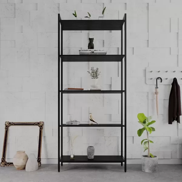 Encontraproduto.com.br - Estante para Livros Industrial Aço Multiuso 5 Prateleiras 187x80cm Active Yescasa Preto Ônix