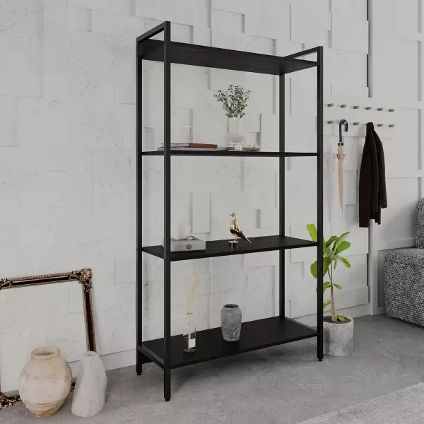 Encontraproduto.com.br - Estante para Livros Industrial Aço Multiuso 4 Prateleiras 146x80cm Active Yescasa Preto Onix