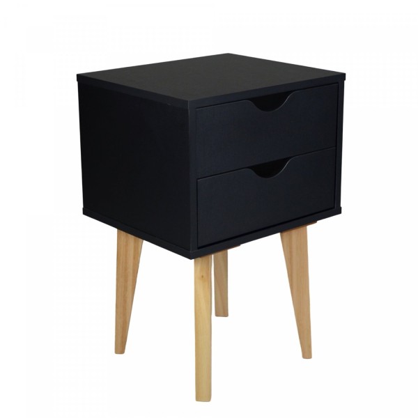 Encontraproduto.com.br - Mesa de Cabeceira 2 Gavetas Smile Preto/Madeirado