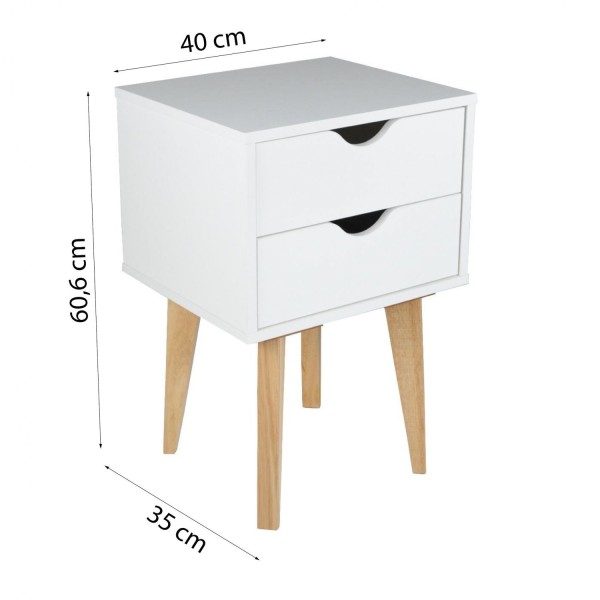 Encontraproduto.com.br - Mesa de Cabeceira 2 Gavetas Smile Preto/Madeirado