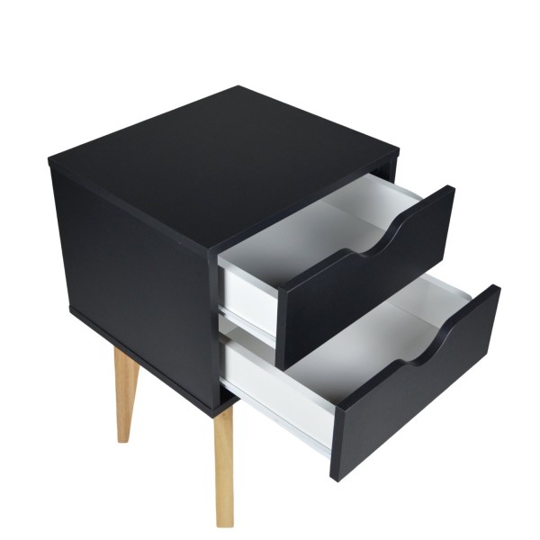 Encontraproduto.com.br - Mesa de Cabeceira 2 Gavetas Smile Preto/Madeirado