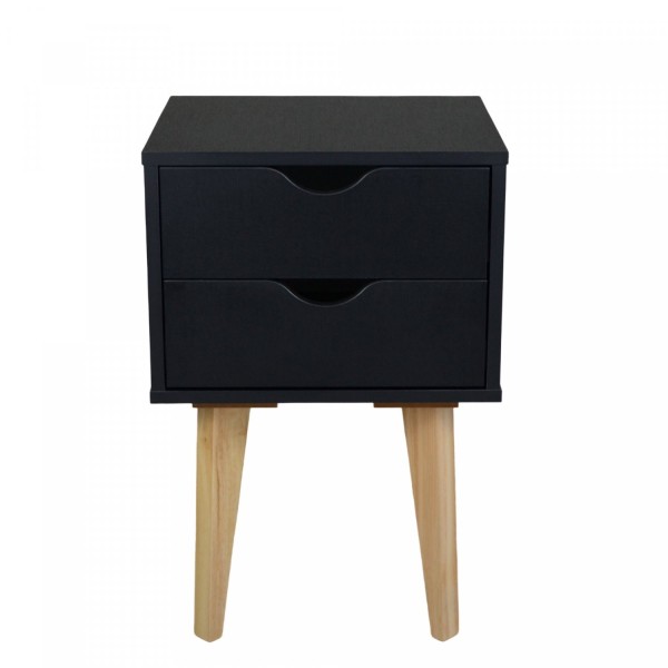 Encontraproduto.com.br - Mesa de Cabeceira 2 Gavetas Smile Preto/Madeirado