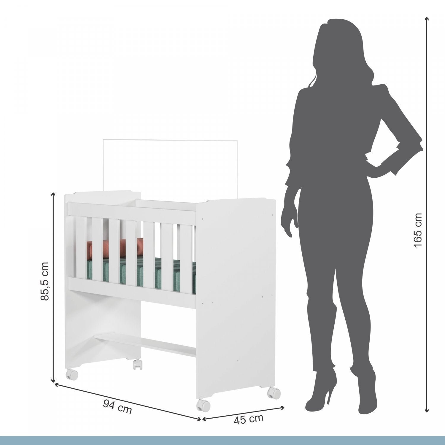 Encontraproduto.com.br - Quarto de Bebê 100% MDF com Mini Berço e Cômoda Life Branco
