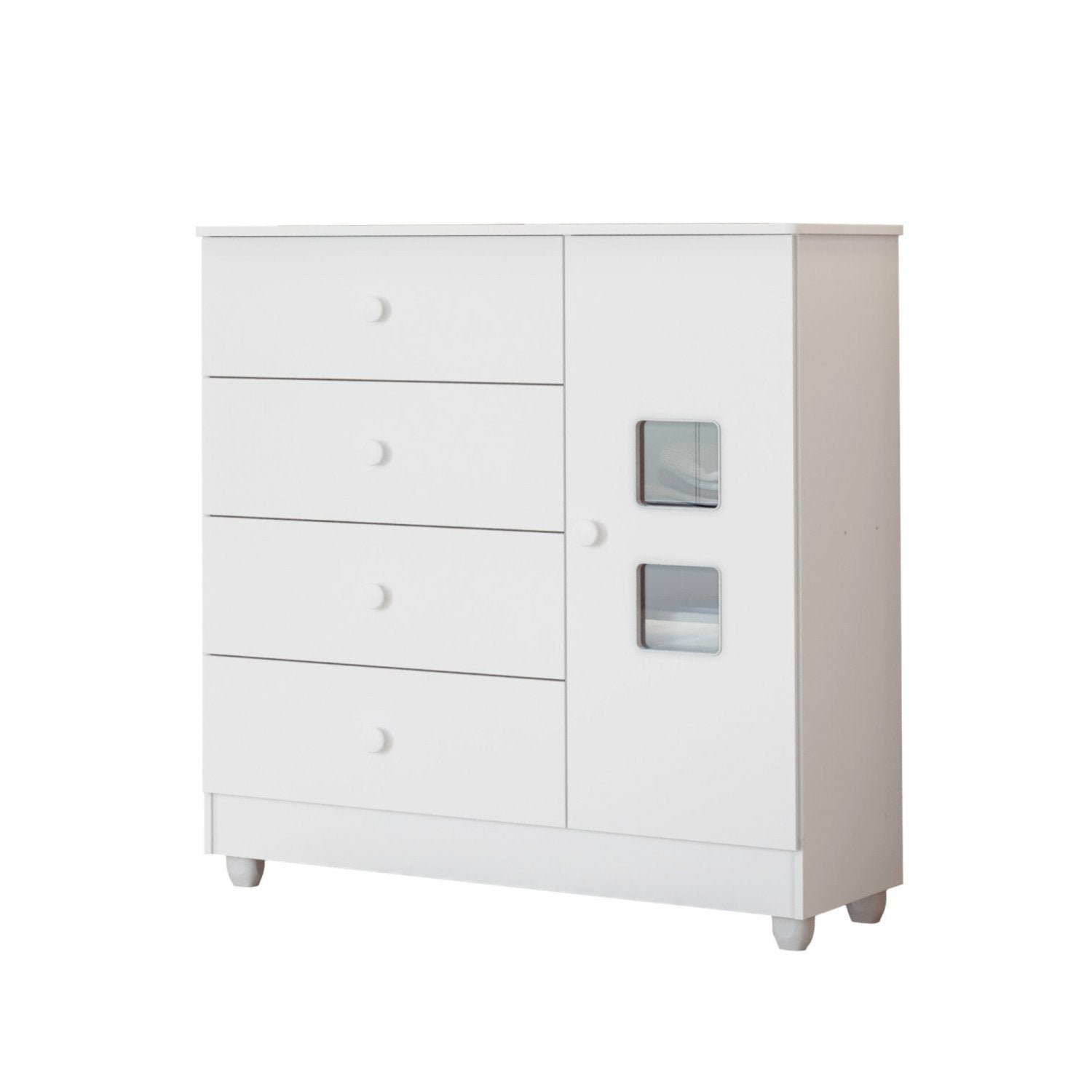 Encontraproduto.com.br - Quarto de Bebê 100% MDF com Mini Berço e Cômoda Life Branco
