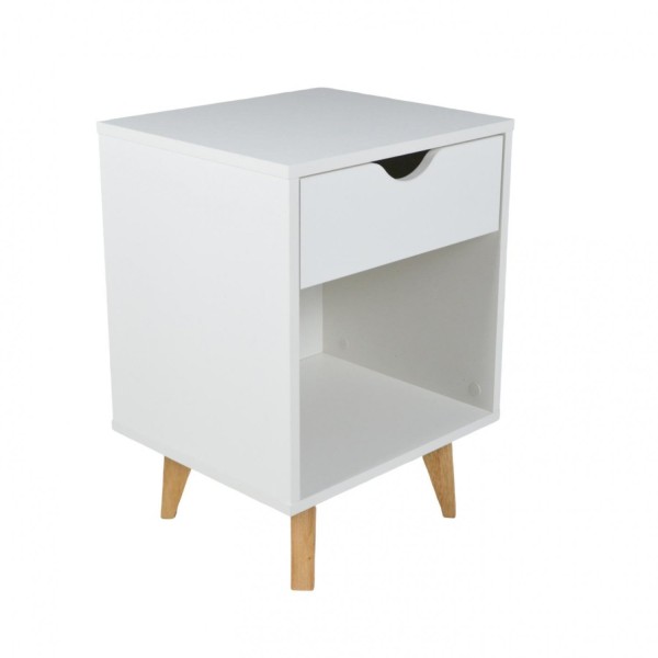 Encontraproduto.com.br - Mesa de Cabeceira 1 Gaveta 1 Nicho Bilbo Falkk Branco