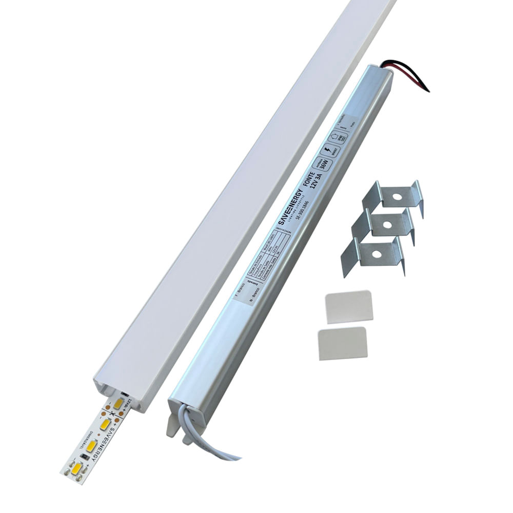 Encontraproduto.com.br - Perfil de Led de Embutir No Frame Save Energy LLS Flex II 1 Metro com LED 5700K Luz Branca