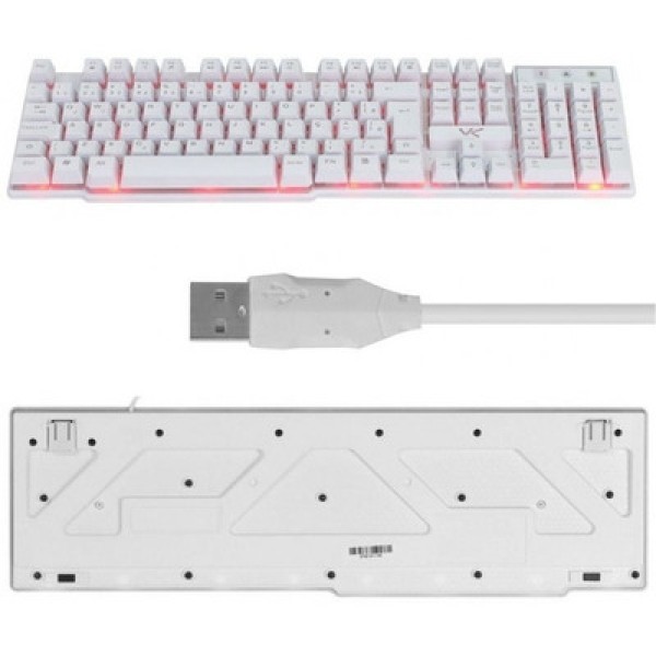 Encontraproduto.com.br - Teclado Gamer VX Gaming HYDRA Branco ABNT2 Multimídia com LED Vermelho USB 1.8M - GTH110BV