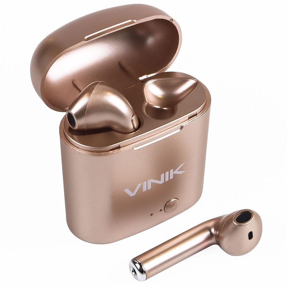 Encontraproduto.com.br - Fone De Ouvido Bluetooth Easy W1 + Wireless Dourado 100296 - Vinik