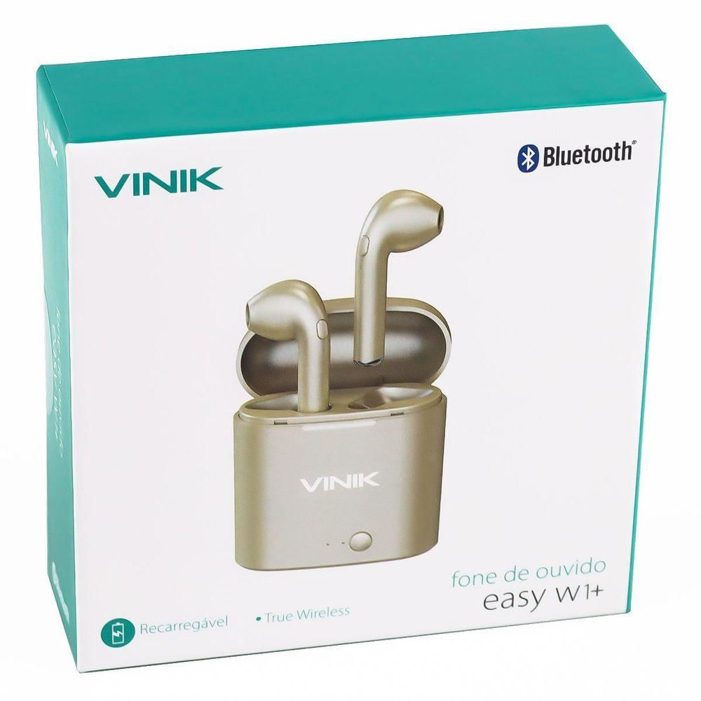 Encontraproduto.com.br - Fone De Ouvido Bluetooth Easy W1 + Wireless Dourado 100296 - Vinik