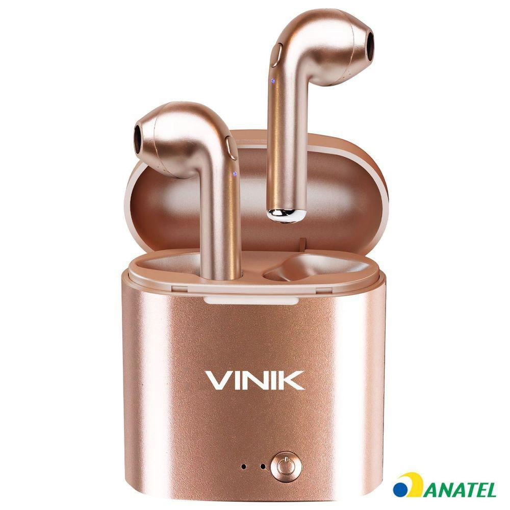 Encontraproduto.com.br - Fone De Ouvido Bluetooth Easy W1 + Wireless Dourado 100296 - Vinik