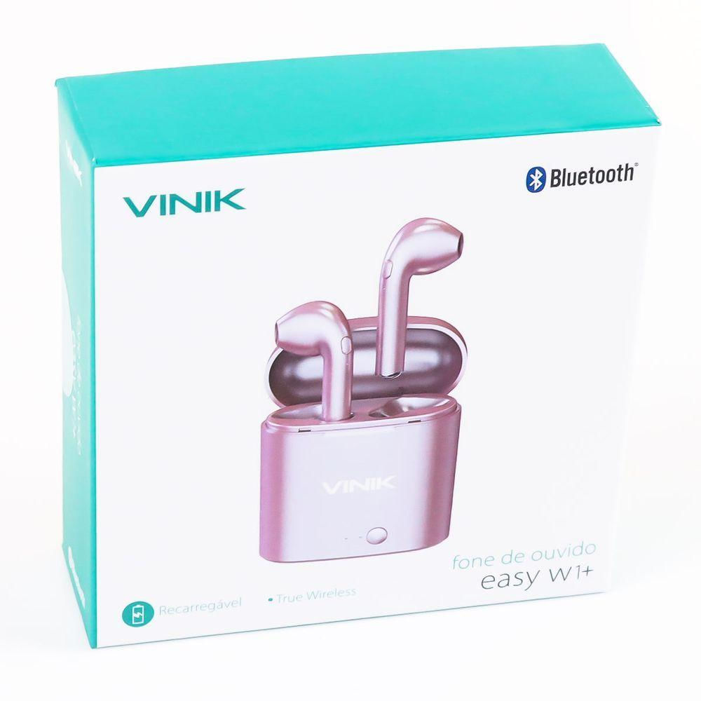 Encontraproduto.com.br - Fone de Ouvido Bluetooth EASY W1+ TWS True Wireless - Rose