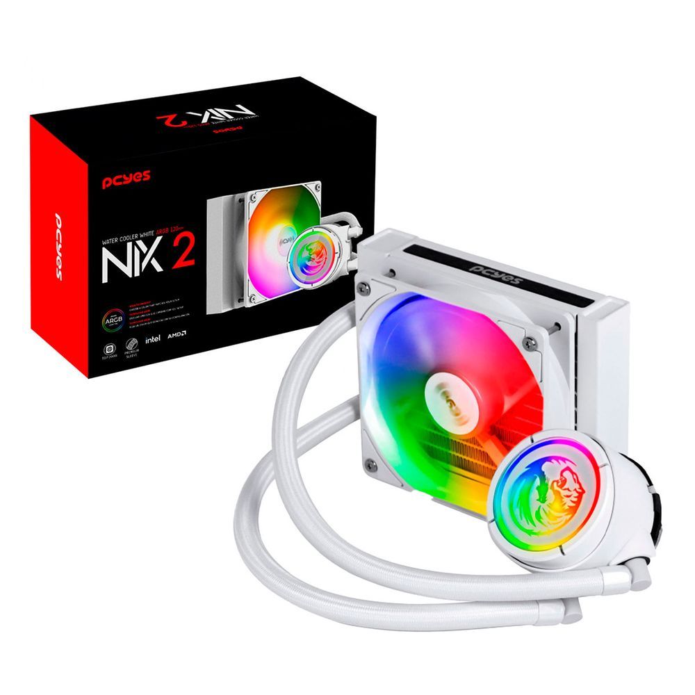 Encontraproduto.com.br - Water Cooler Pcyes Nix 2 Argb 120mm Tdp 200w Branco - Pcywcnix120w Branco