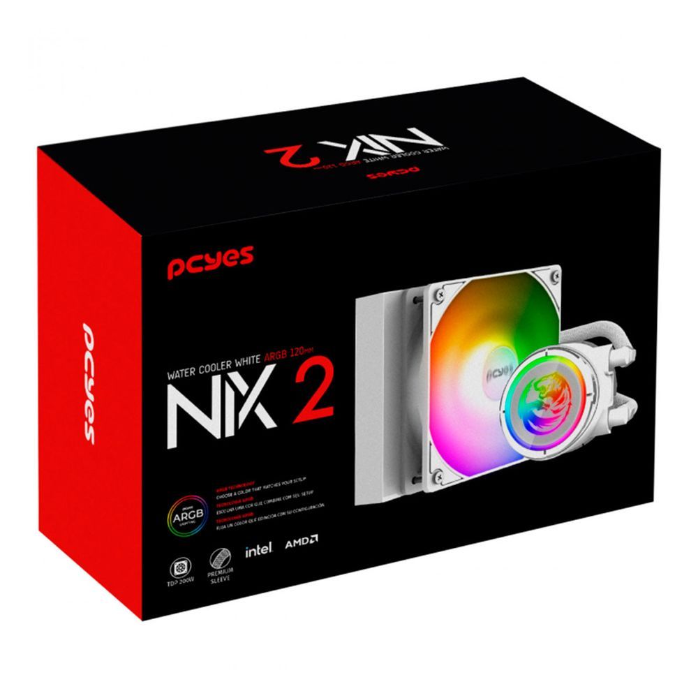 Encontraproduto.com.br - Water Cooler Pcyes Nix 2 Argb 120mm Tdp 200w Branco - Pcywcnix120w Branco