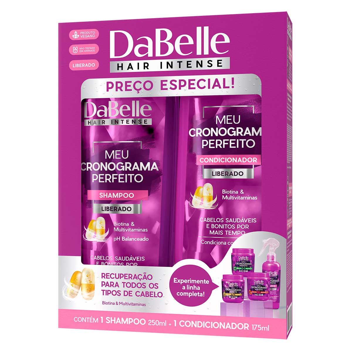Encontraproduto.com.br - Kit Shampoo 250ml + Condicionador 175ml Meu Cronograma Perfeito - DaBelle