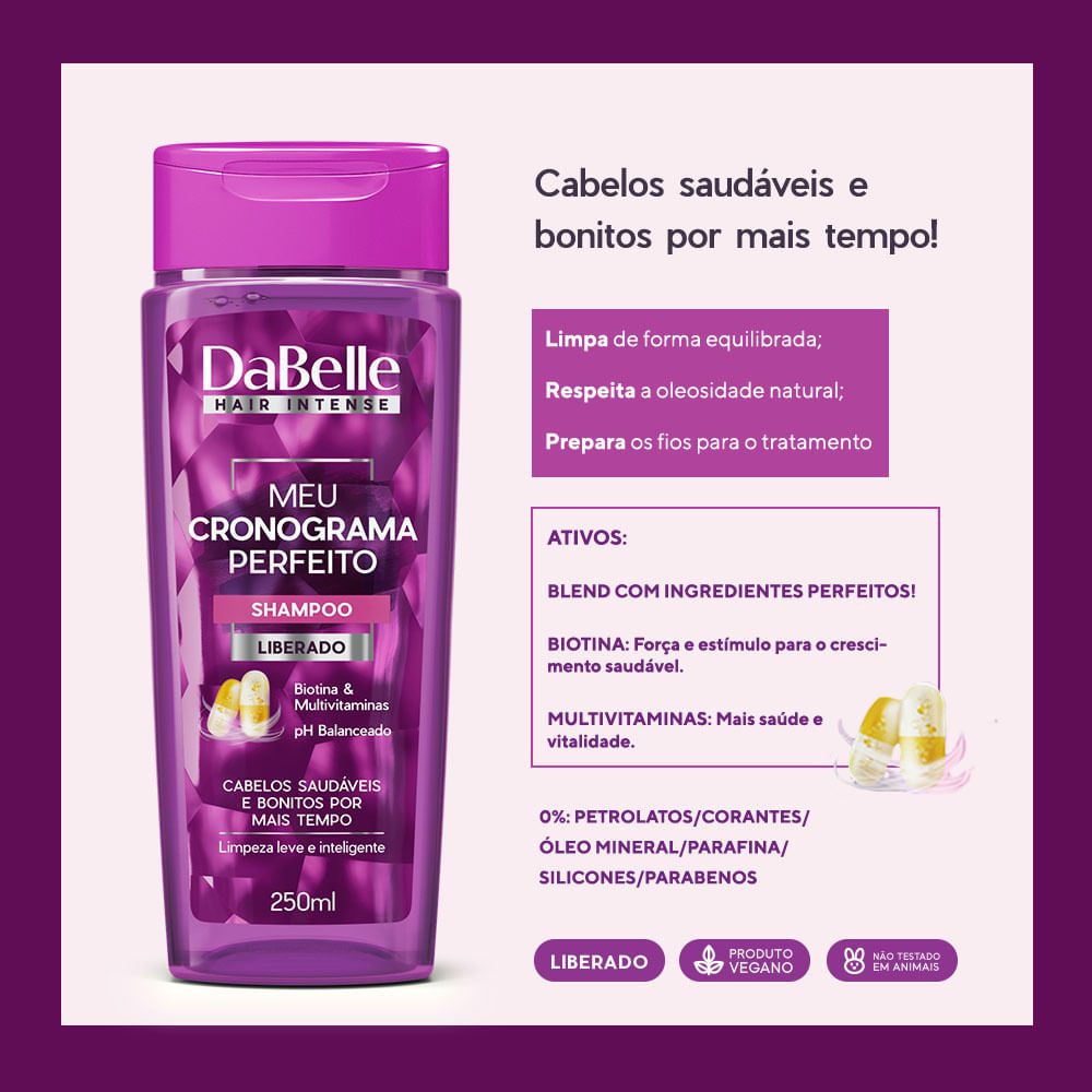 Encontraproduto.com.br - Kit Shampoo 250ml + Condicionador 175ml Meu Cronograma Perfeito - DaBelle