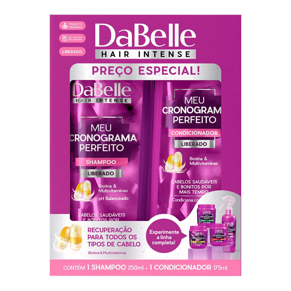 Encontraproduto.com.br - Kit Shampoo 250ml + Condicionador 175ml Meu Cronograma Perfeito - DaBelle