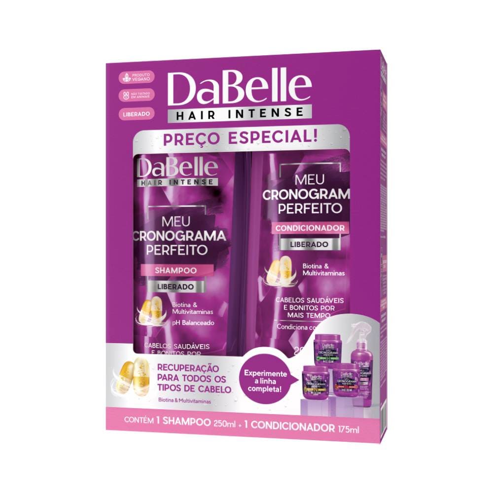 Encontraproduto.com.br - Kit Shampoo 250ml + Condicionador 175ml Meu Cronograma Perfeito - DaBelle