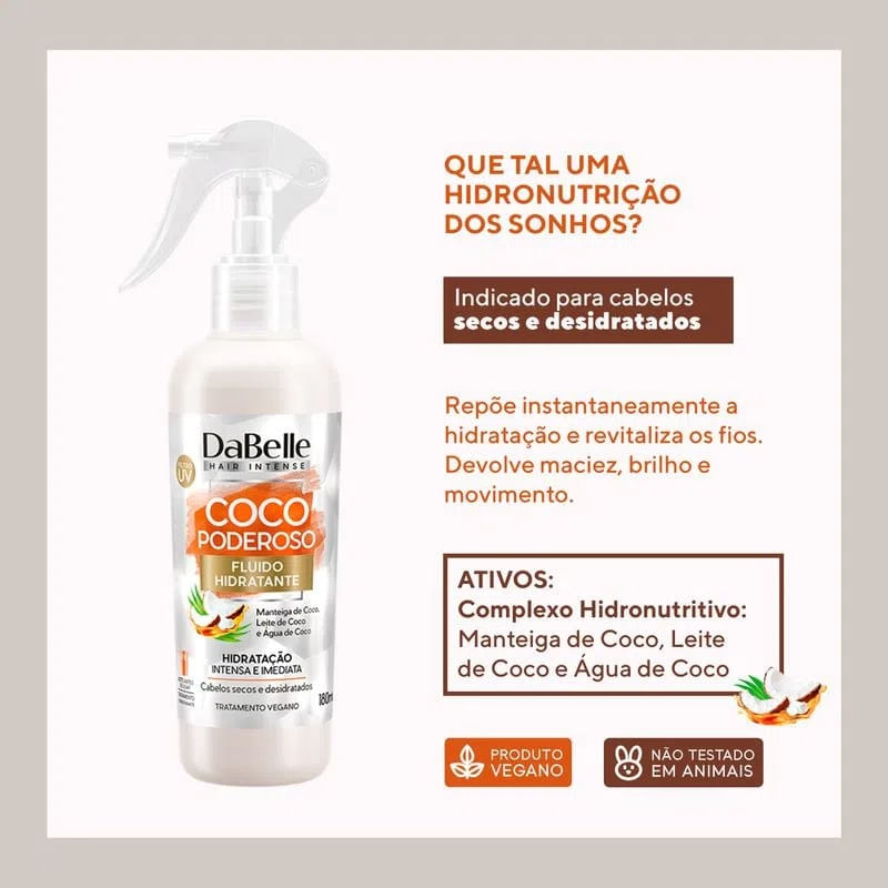 Encontraproduto.com.br - Fluído Hidratante Dabelle Coco Poderoso 180ml