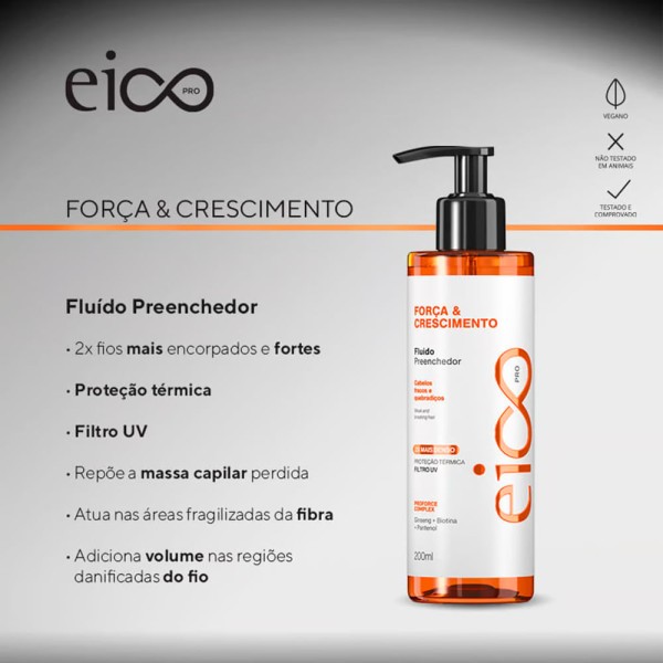 Encontraproduto.com.br - Fluido Preenchedor 200ml Forca e Crescimento - Eico Profissional