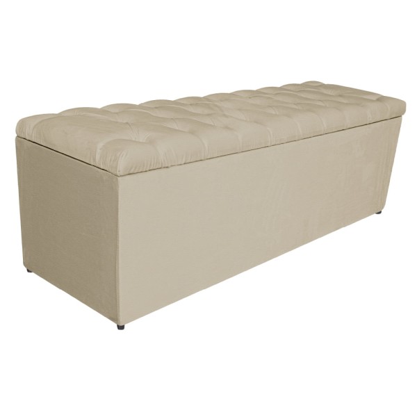Encontraproduto.com.br - Calçadeira Estofada Liverpool 195 cm King Size Corano Bege - ADJ Decor
