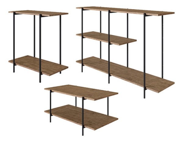 Encontraproduto.com.br - Conjunto Aparador Mesa De Centro E Mesa Lateral Base Preta