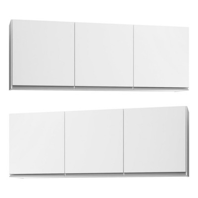 Encontraproduto.com.br - Kit 2 Armários Aéreos 150cm 3 Portas Argélia Branco - Lumil
