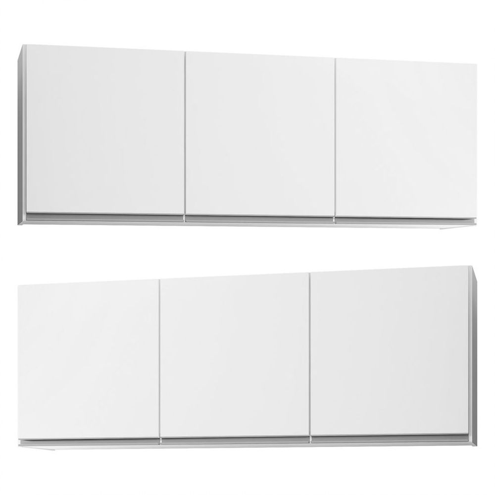 Encontraproduto.com.br - Kit 2 Armários Aéreos 150cm 3 Portas Argélia Branco - Lumil