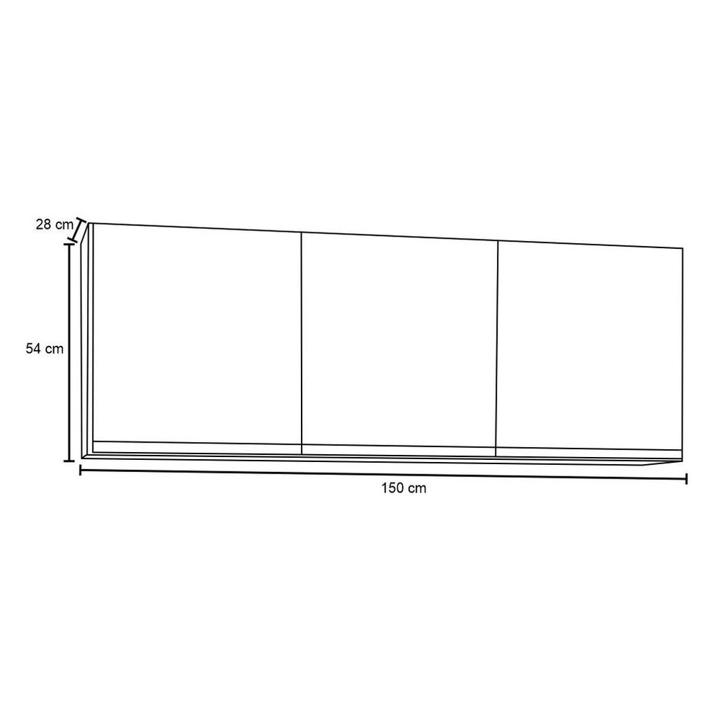 Encontraproduto.com.br - Kit 2 Armários Aéreos 150cm 3 Portas Argélia Branco - Lumil