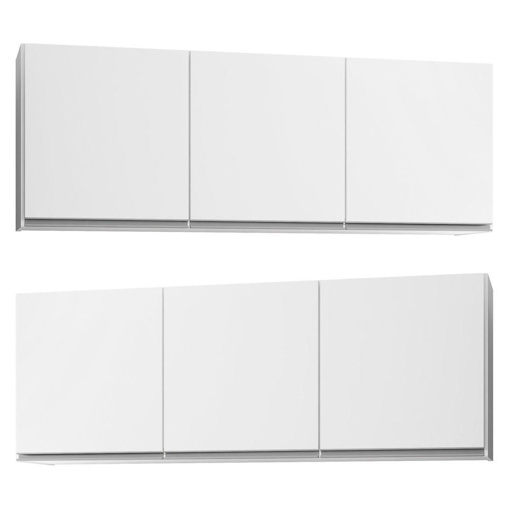 Encontraproduto.com.br - Kit 2 Armários Aéreos 150cm 3 Portas Argélia Branco - Lumil