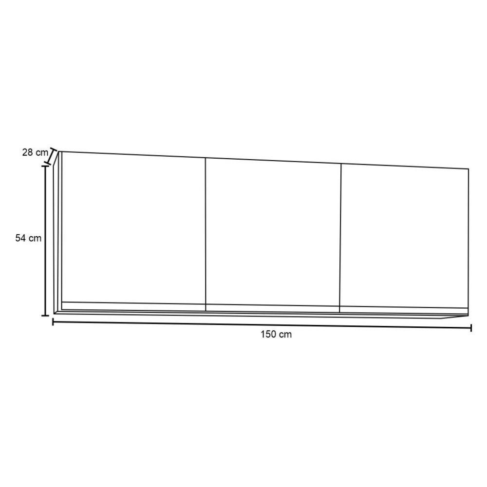 Encontraproduto.com.br - Kit 2 Armários Aéreos 150cm 3 Portas Argélia Branco - Lumil