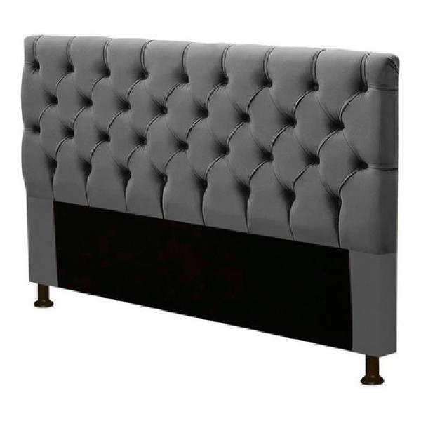 Cabeceira Box Casal King Size Cristal 195cm Suede Cinza