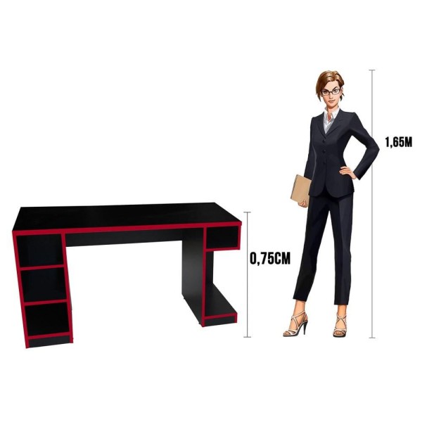 Encontraproduto.com.br - Mesa Para Computador Notebook Gamer 136cm Player Pro F02 Preto/Vermelho - Mpozenato