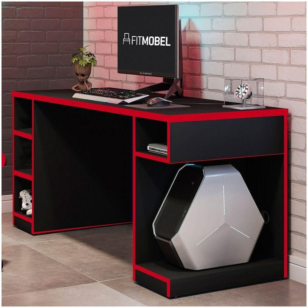 Encontraproduto.com.br - Mesa Para Computador Notebook Gamer 136cm Player Pro F02 Preto/Vermelho - Mpozenato