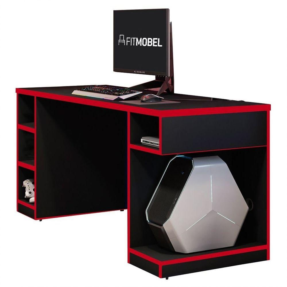 Encontraproduto.com.br - Mesa Para Computador Notebook Gamer 136cm Player Pro F02 Preto/Vermelho - Mpozenato